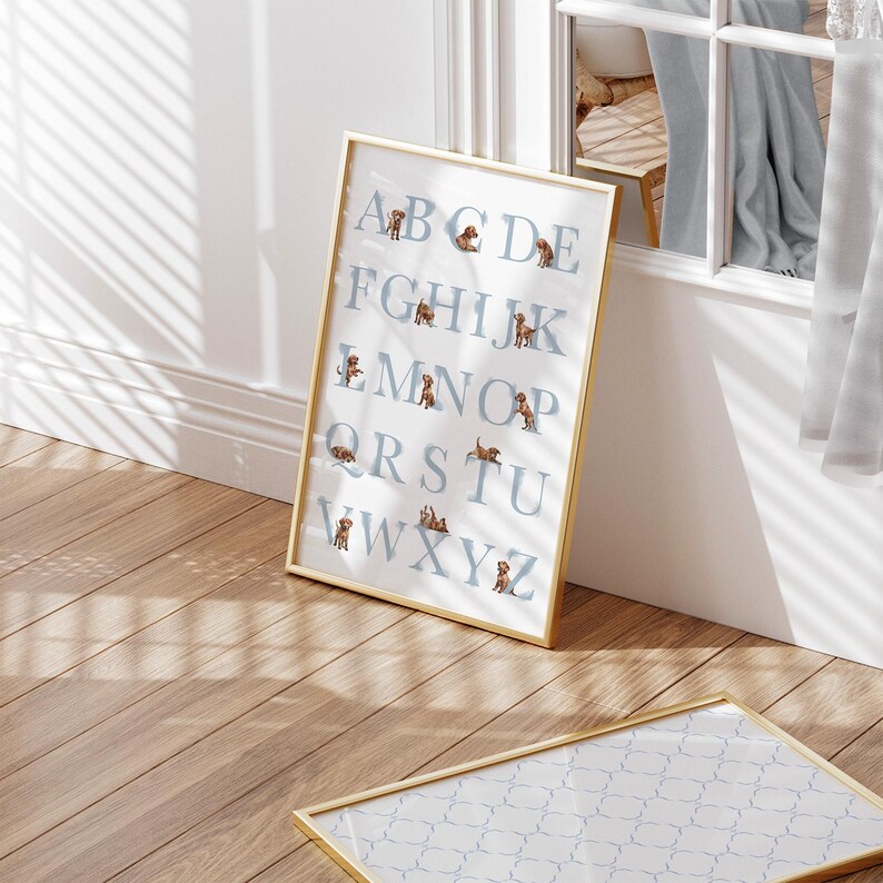 Red Fox Labrador Alphabet Poster, Puppy ABC Print, Cute Red Fox Lab Dog ...