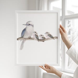 KOOKABURRA Print, Australian Bird, Watercolor Birds, DIGITAL Download, KOOKABURRA, Printable Wall Art, Kookaburra Mother and Babies Poster