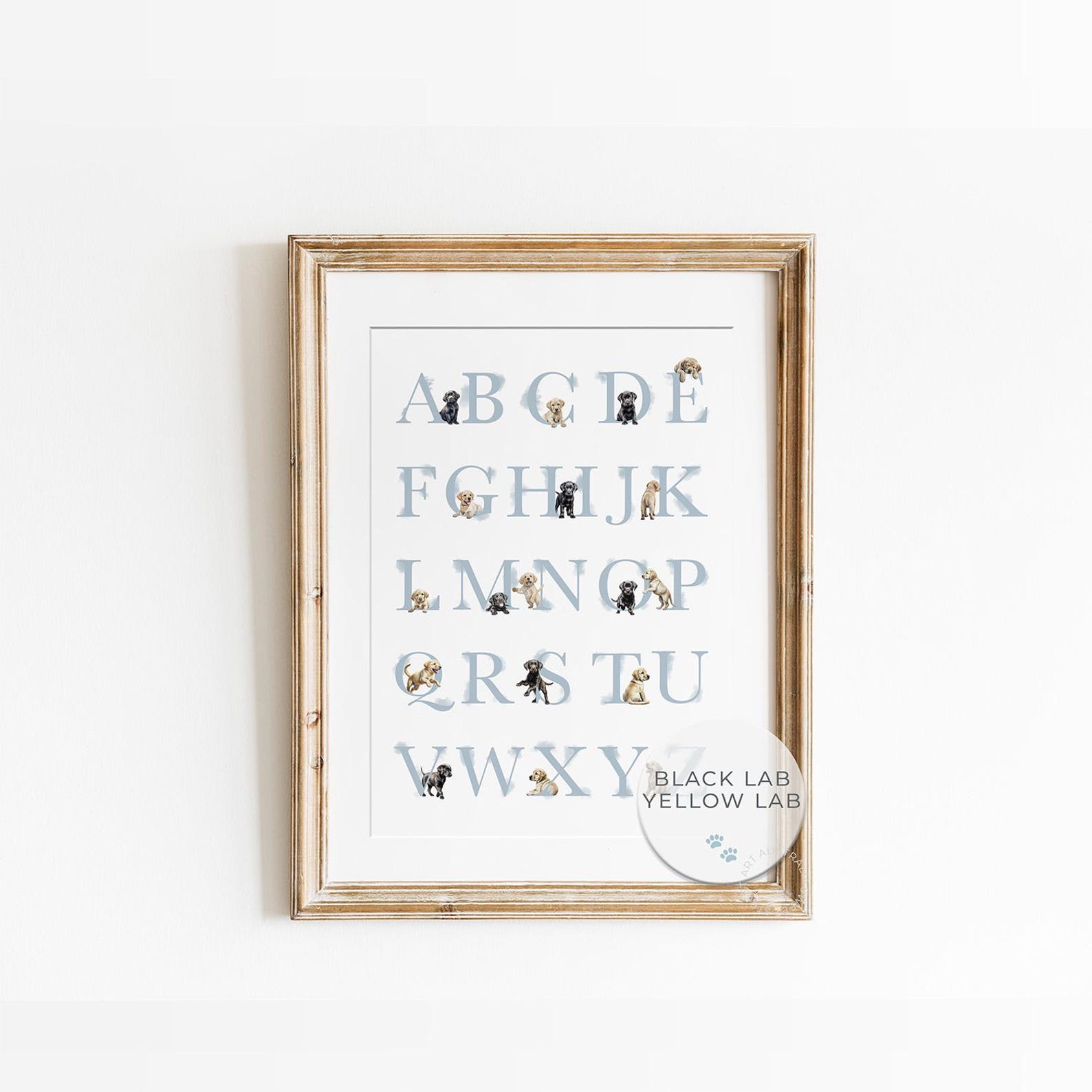 LABRADOR Alphabet Print. Black Lab and Yellow Lab Puppy ABC Poster ...