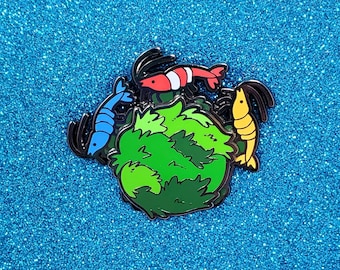 Marimo Moss Ball Shrimp Hard Enamel Spinner Pin