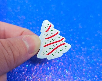 Holiday Christmas Tree Cake Pin 1.5" Dyed Enamel Pin