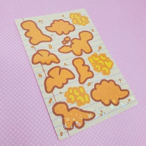 Dino Nuggies Dinosaur Chicken Nugget Holo Vinyl Sticker Sheet