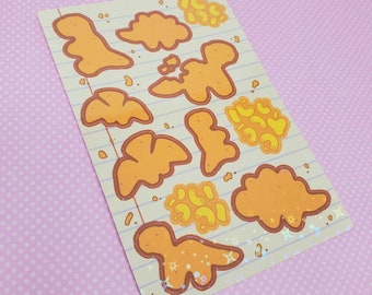 Dino Nuggies Dinosaur Chicken Nugget Holo Vinyl Sticker Sheet