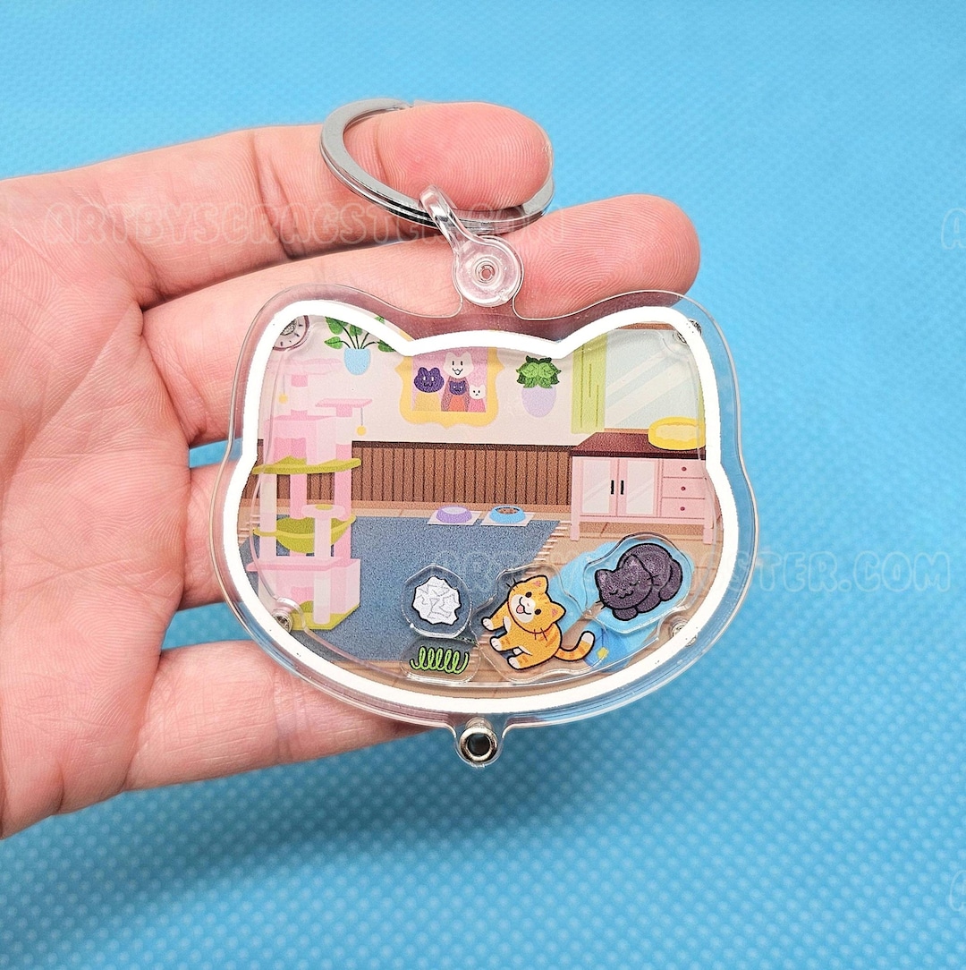 Kitty Keeper Customizable Shaker Keychain - Etsy