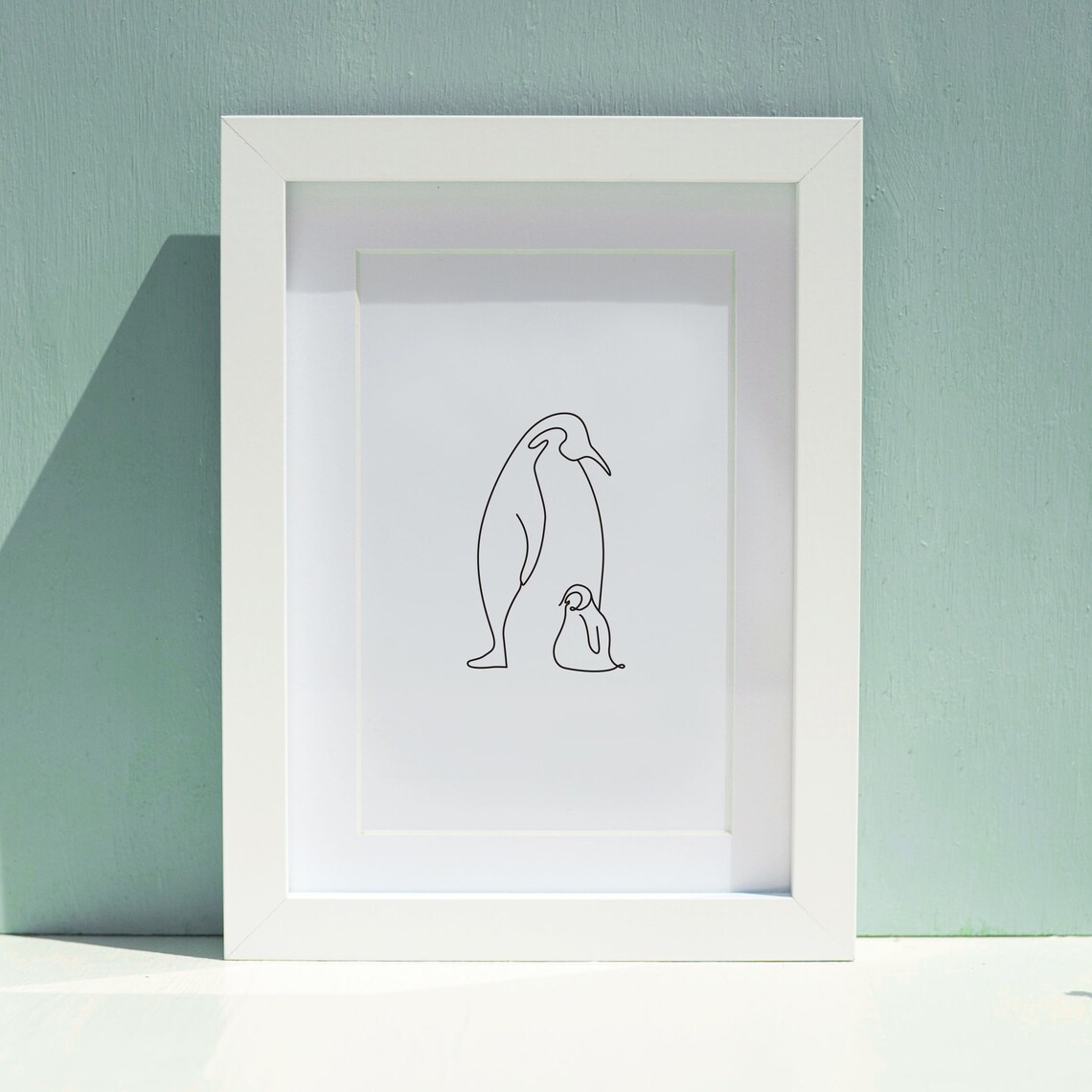 Penguins Line Art, Animal Art, Minimalist, Printable Wall Art, Digital