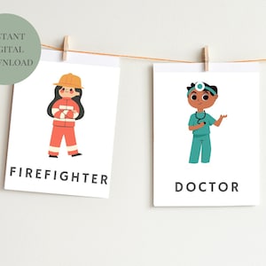 Cartes mémoire 20 professions, emplois, carrières, style de vie, coin détente, Montessori, éducation, art imprimable à télécharger, art numérique, enfants,