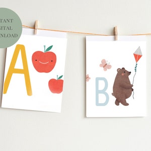 Alfabetos de aventura, ABCs, Flashcards, Aprendizagem, Educação, Montessori, Crianças, Berçário, Sala de aula, Imprimíveis, Downloads digitais