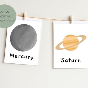 Solar System, Planets, Flash Cards, Children, Kids, Montessori, Classroom, Education, Nursery, Poster, Digital PRINTABLE Art, Fun, 3.5”x4.5”