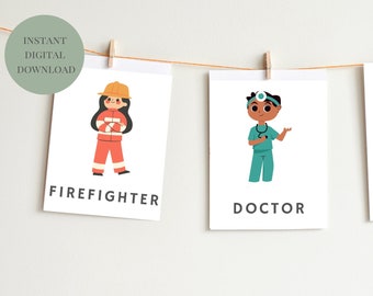 20 Occupations Flashcards, Jobs, Careers, Lifestyle, Calming Corner, Montessori, Education, Download PRINTABLE Art, Digital art, Children,