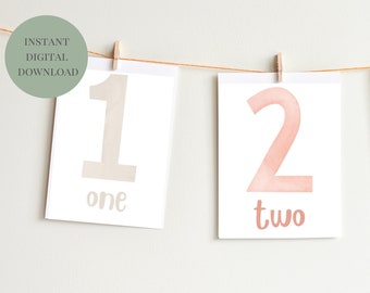 Numbers Flash Cards, ABC, Children, Kids, Montessori, Classroom, Education, Nursery, Poster, Digital PRINTABLE Art, Animal, Fun 3.5” x 4.5”