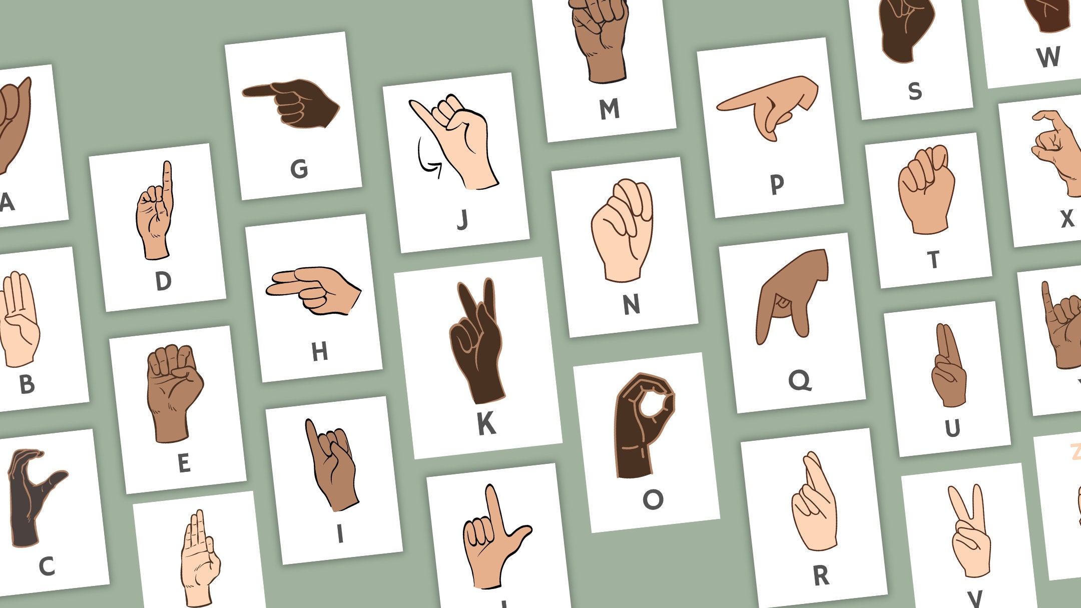 ASL Alphabet Flash Cards, ABC, Children, Kids, Montessori, Classroom