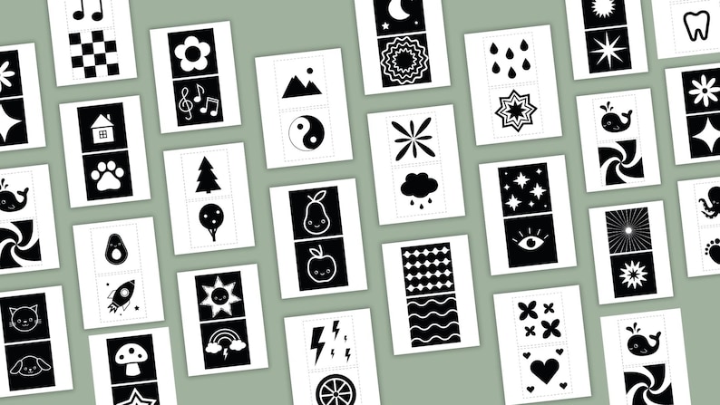 Black and White Montessori Sensory Cards for Babies, Digital, Prints ...
