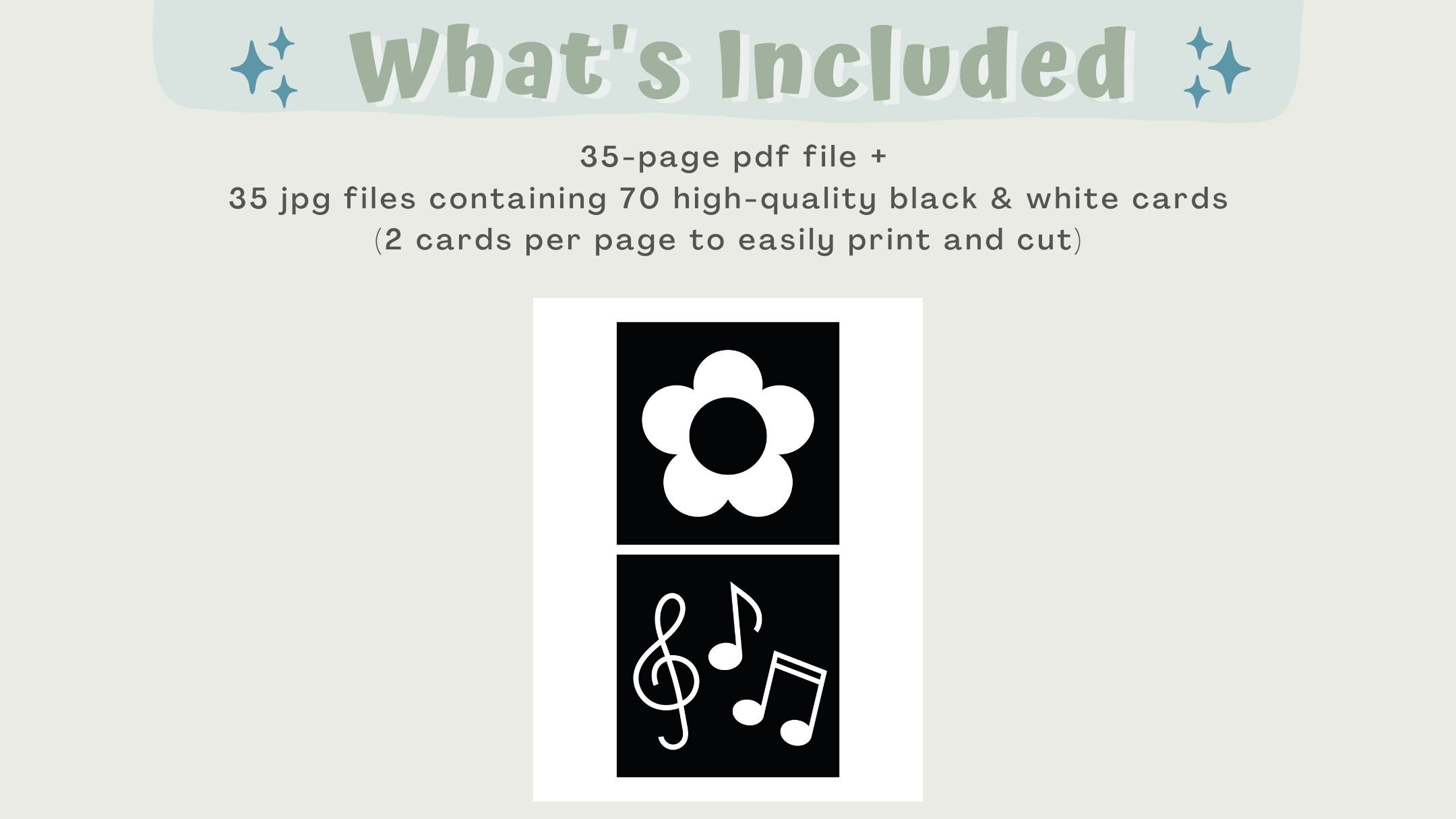 Black and White Montessori Sensory Cards for Babies, Digital, Prints ...