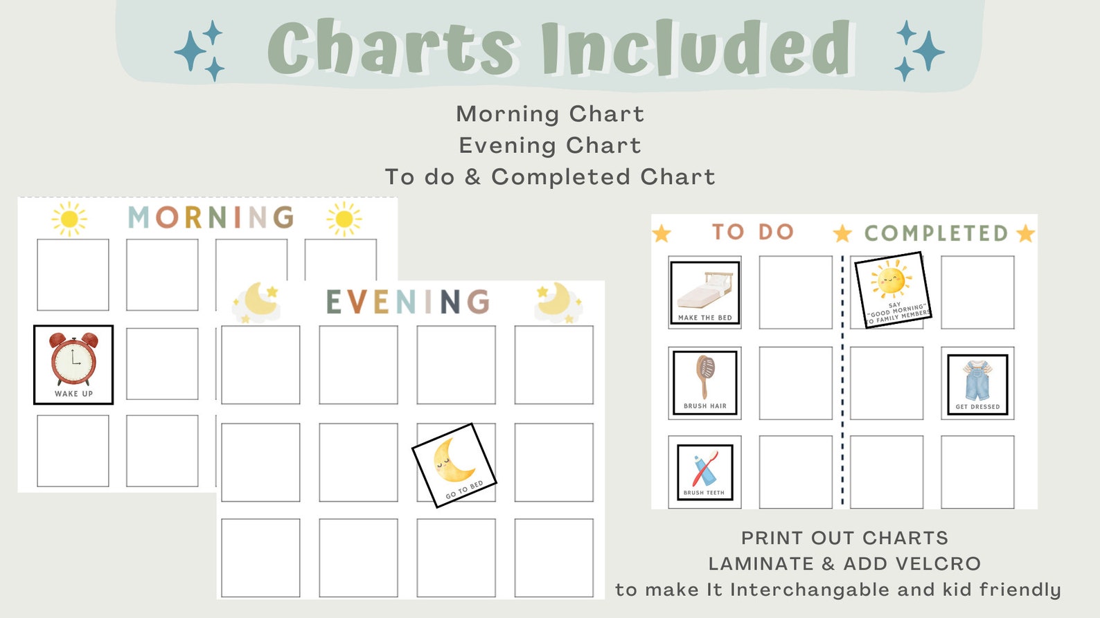 Children's Morning and Evening Chores and Routines, Cards, Chart ...