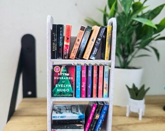 Mini Library Cart | Tiny Bookshelf Cart | Miniature Book Display | Book Lover Gift | BookTok Decor