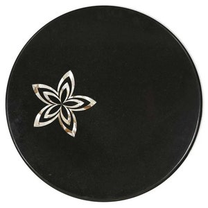 Black Marble Table Top: Handmade Inlay Art Decor