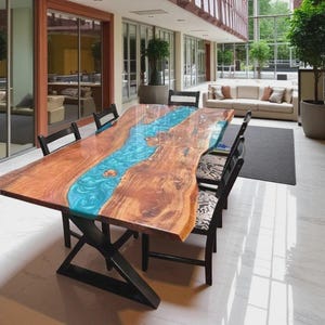 Live Edge Dining Room Table, Epoxy Wood Table Top, Custom Size Resin Table, River Table, Live Edge Resin Table, Home Office Decoration