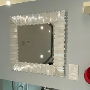 Selenite Mirror 36 X 36 Inch Stunning Wall Hanging Mirror Perfect Gift for Him Royal