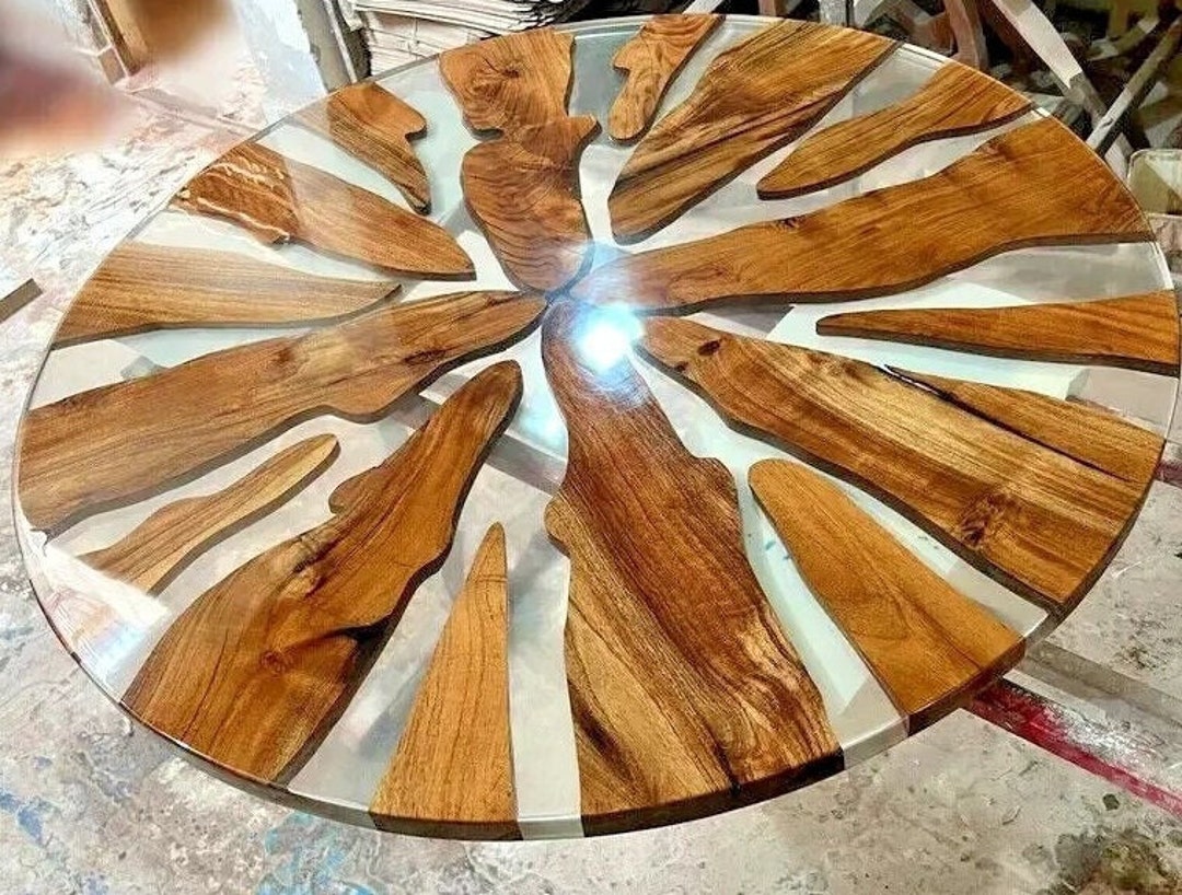 Clear Epoxy Table Top, Round Wooden Table, Made to Order Coffee Table ...