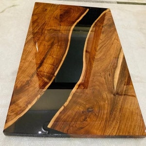 Rectangular Black Epoxy River Table: Modern Living Room Furniture