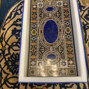 Buy Luxury Dining Coffee Table Top Lapis Inlay Pietradura Handicraft Marble Furniture Indian Art Decor