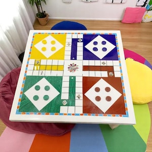 Handmade Marble Ludo Game Board Semi Precious Gemstone Inlay Personalized Gifts