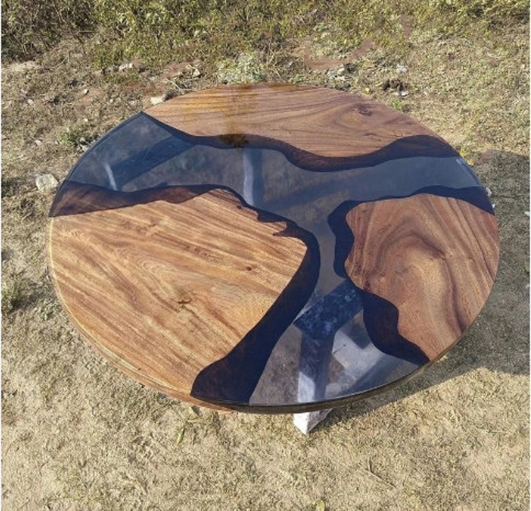Wood and Resin Table Smoky Epoxy Coffee Table Top Made to Etsy