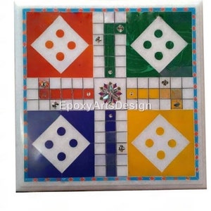 Marble White Ludo Game Board Outdoor&indoor Gaming Board 