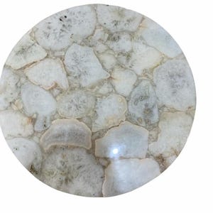 Elegant White Agate Round Coffee Table Top - Custom Sizes Available - Order now
