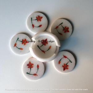 Marble Coaster Set with Holder, Stone Tea Coasters, Barware Coasters, Housewarming Gift For Her, Collectible Marble Coasters, Gift for Him