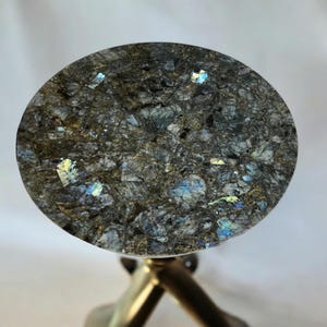 Labradorite Round Side Coffee Table Top for Living Room Hallway Luxury Interior Decor