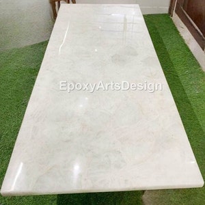 White Quartz Stone Dining Table Top for Dining & Kitchen Agate Table Office Counter Top Table Handmade Wedding Gifts