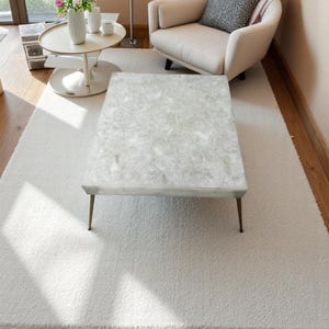 Handmade White Agate Coffee Table Top: Square Stone Dining Table