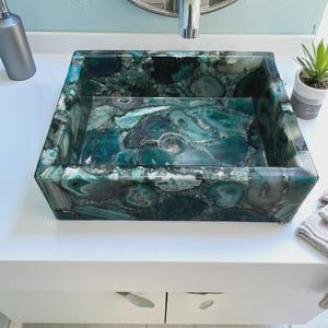 Green Agate Bathroom Sink Crystal Wash Basin Handmade Gemstone Vanity Bowl Home Decor