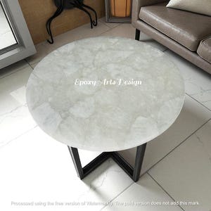 White Quartz Tabletops / Coffee Table Top / Stone Round Tabletops / Side Table / Clear Quartz Slab/ Countertop Home Decor