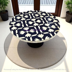 Bone Inlay Coffee Table for Home Decor | Customizable Round Table Top