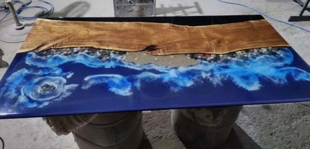 Ocean Waves Epoxy Resin Table Top for Home and Living Room Decor ...