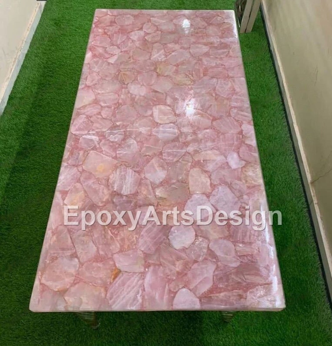 Stone Dining Table, Rose Quartz Table, Pink Quartz Table, Hallway Table