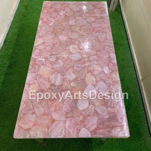 Stone Dining Table, Rose Quartz Table, Pink Quartz Table, Hallway Table Top, Pink Agate Office Counter Table, Home Décor Furniture Slab Desk