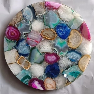 Mix Agate Table , Small End Table, Agate Stone Table, Coffee Table, Unique Home Decor