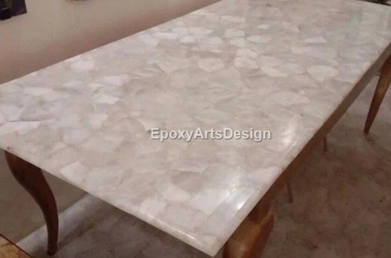 White Quartz Dining Table Agate Table Top Agate Dining Table Etsy