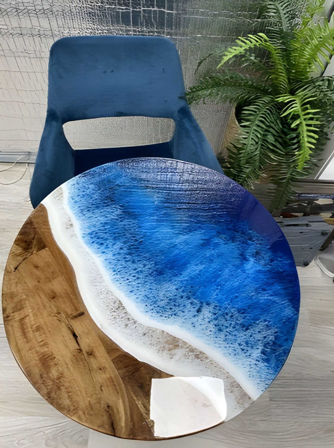 Handmade Ocean Beach Epoxy Table Top: Round Resin Coffee Table - Etsy