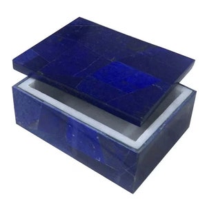Unique Marble Jewelry Box Exquisite Blue Lapis Lazuli Stone Jewelry Holder Keepsake Box Personalized Housewarming Gifts for Her/Him