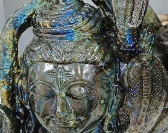 ラブラドライトのシヴァ神像：手作りのヒンドゥー教瞑想装飾 - Etsy 日本