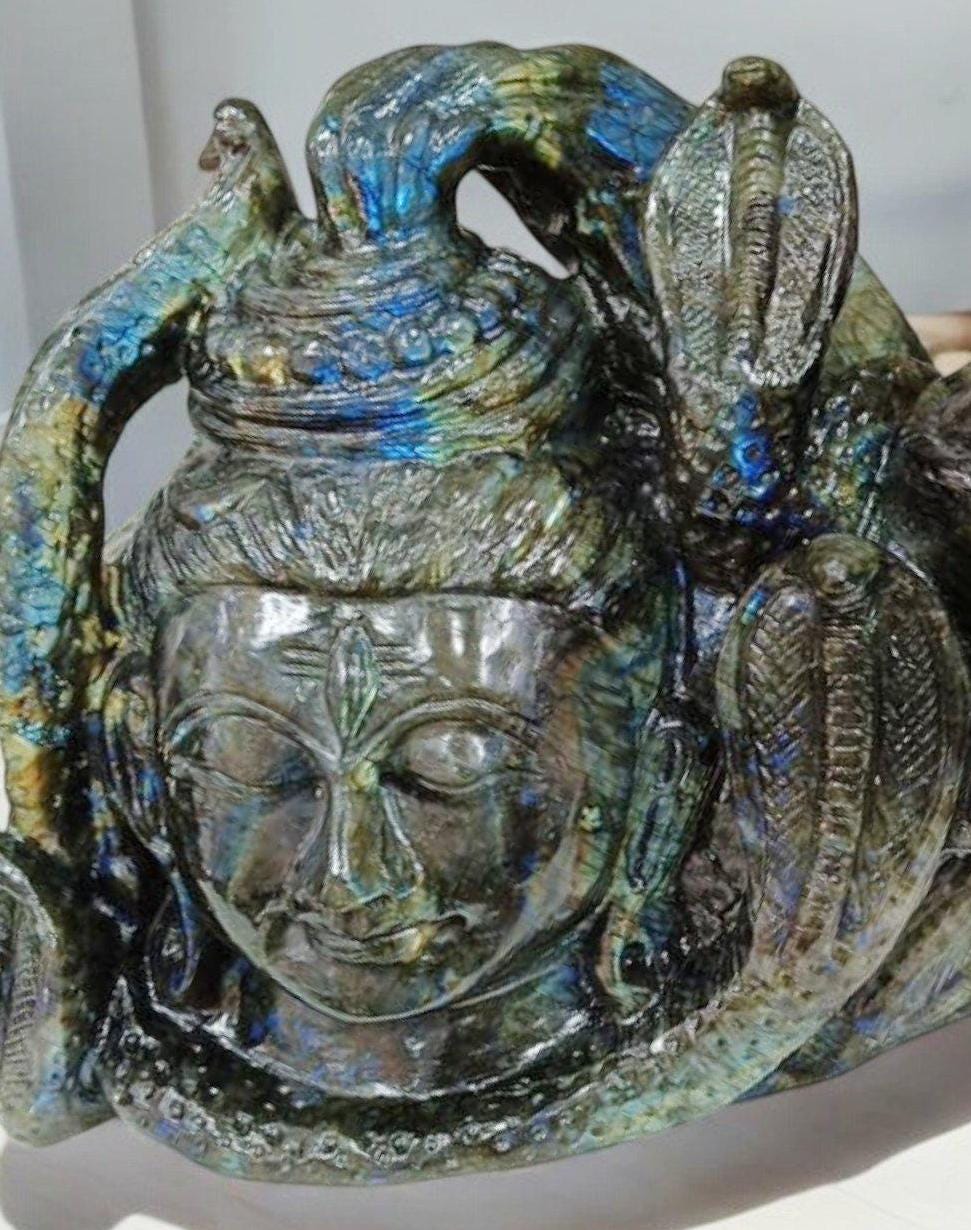 ラブラドライトのシヴァ神像：手作りのヒンドゥー教瞑想装飾 - Etsy 日本