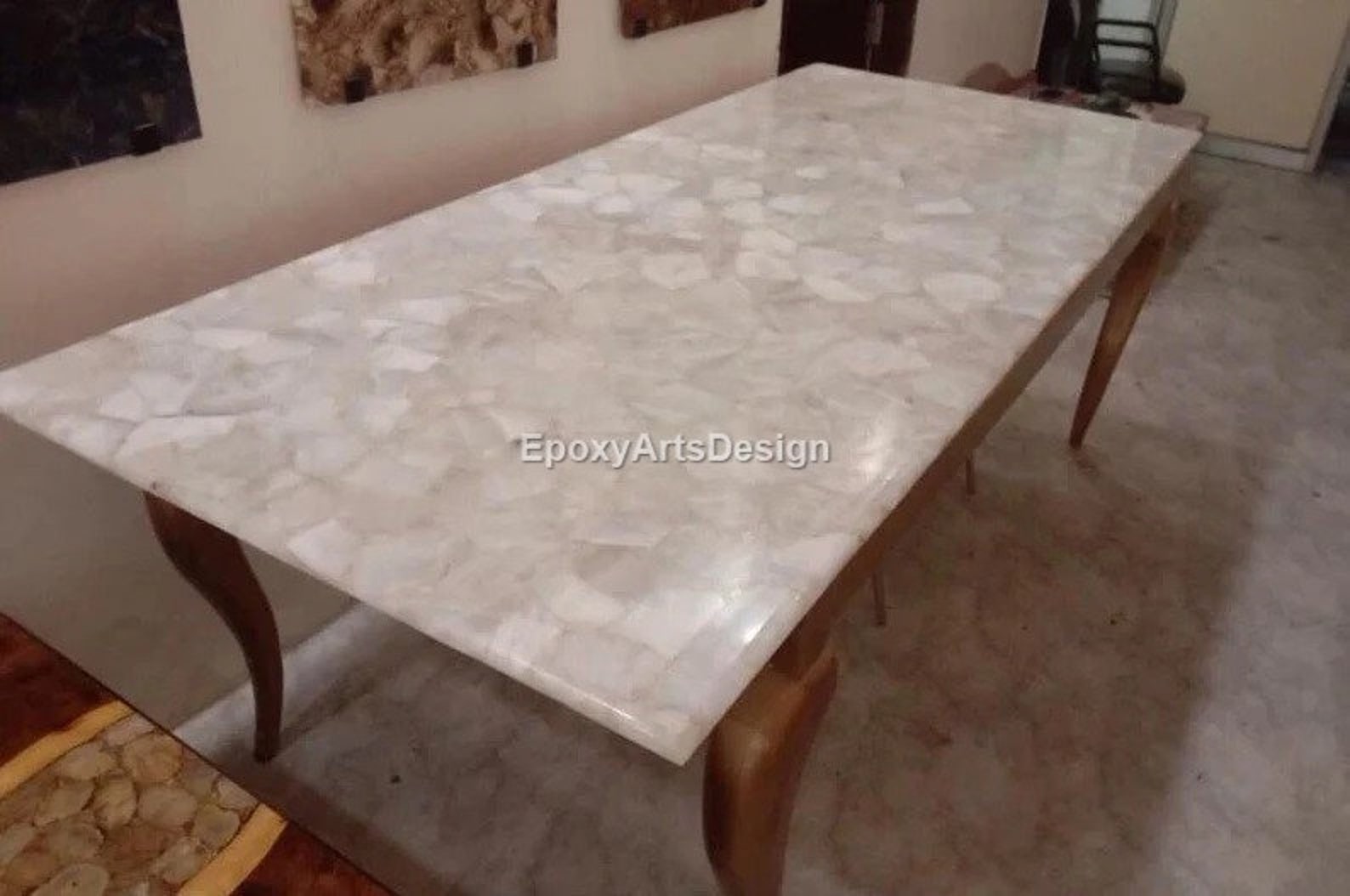 White Quartz Dining Table Agate Table Top Agate Dining Table Etsy