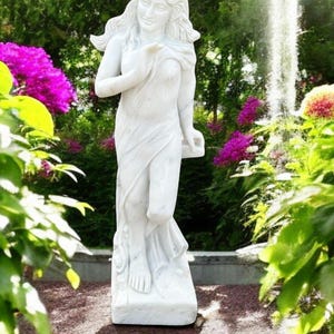 Pure White Marble Women Figurine Elegant Hand-Carved Female Statue/Sculpture Decorative Modern Interior & Exterior