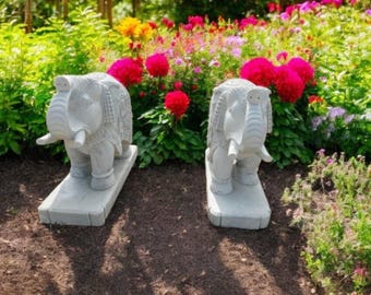 美しい白い大理石の象の置物5体セット。ギフト、装飾像、手彫りの像