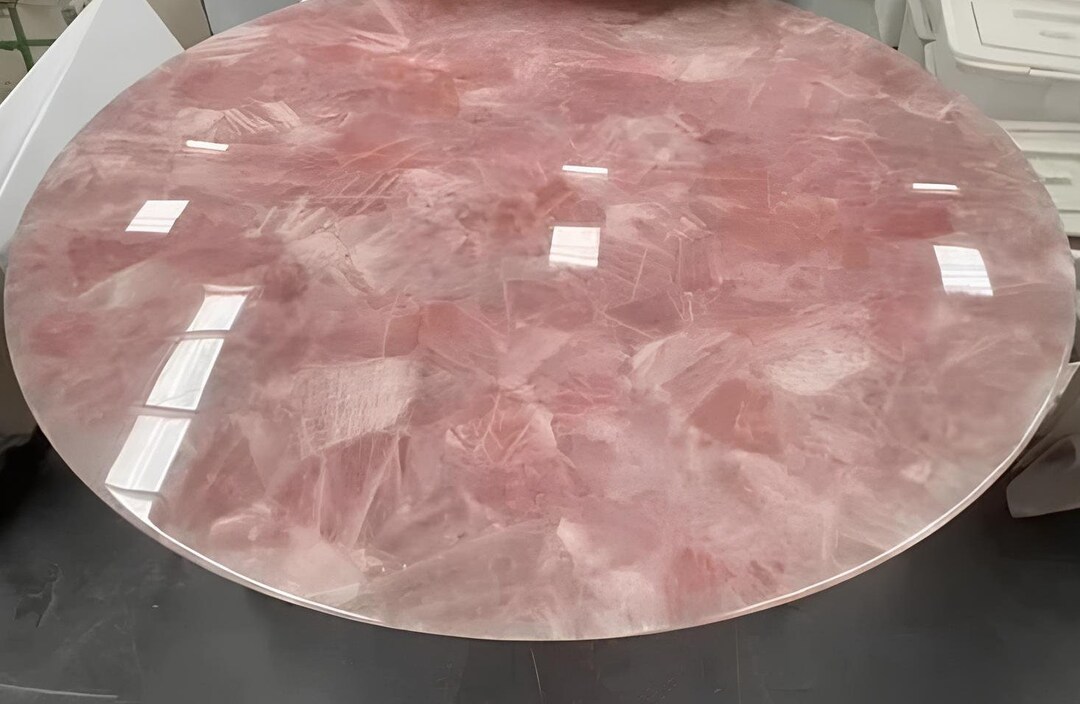 Rose Quartz Side Table Positive Energy With a Rose Etsy