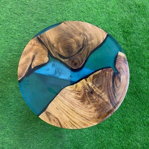 Blue Resin Table Top, Epoxy End Table, Made To Order, Coffee Table, Epoxy Dining Table, Living Room Sofa Table, Epoxy Center Table Decor